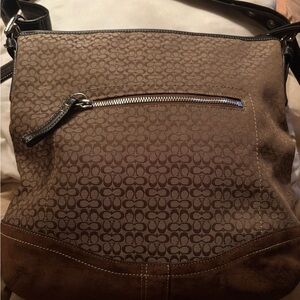 Coach Tan and Brown Signature Shoulder Bag